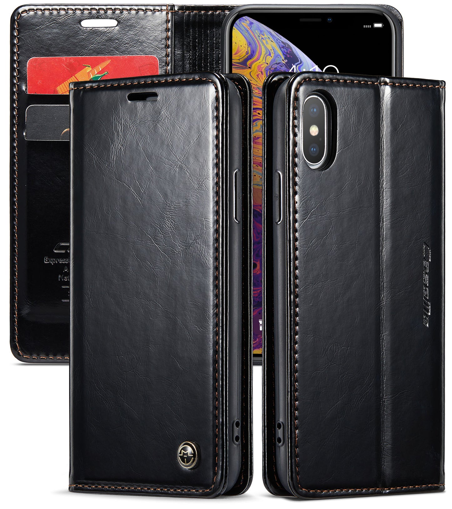 CASEME Luxury Retro iPhone Xs Max Leather Case Magnetic