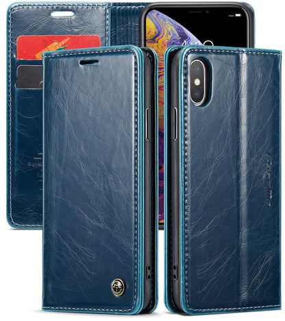 CASEME Luxury Retro iPhone Xs Max Leather Case Magnetic