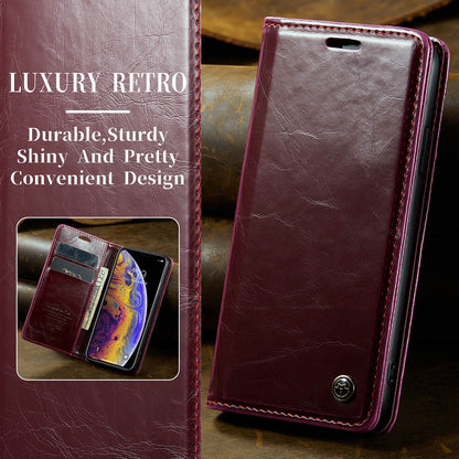 CASEME Luxury Retro iPhone Xs Max Leather Case Magnetic