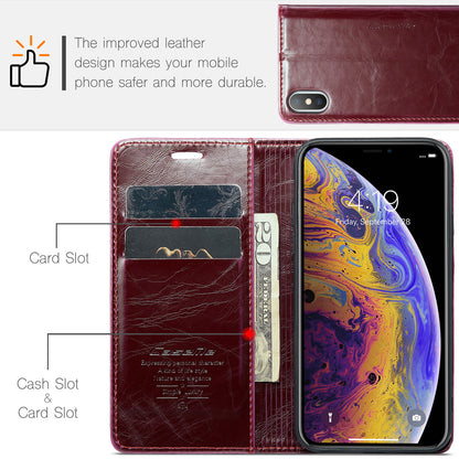 CASEME Luxury Retro iPhone Xs Max Leather Case Magnetic