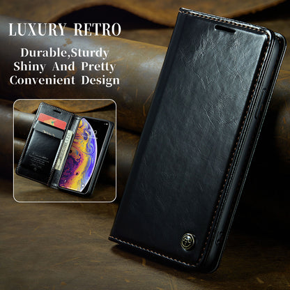 CASEME Luxury Retro iPhone Xs X Leather Case Magnetic