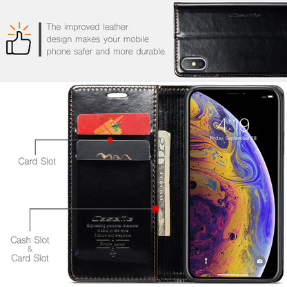 CASEME Luxury Retro iPhone Xs X Leather Case Magnetic