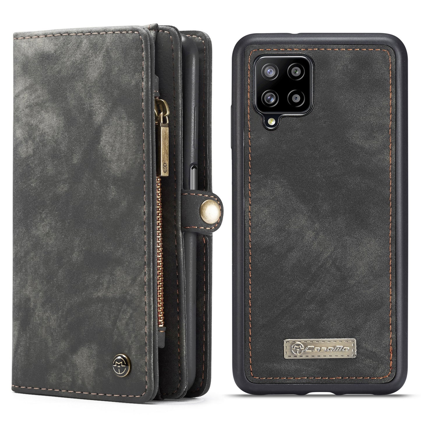 CASEME Vertical Card Holder Galaxy A12 Leather Case Lanyard