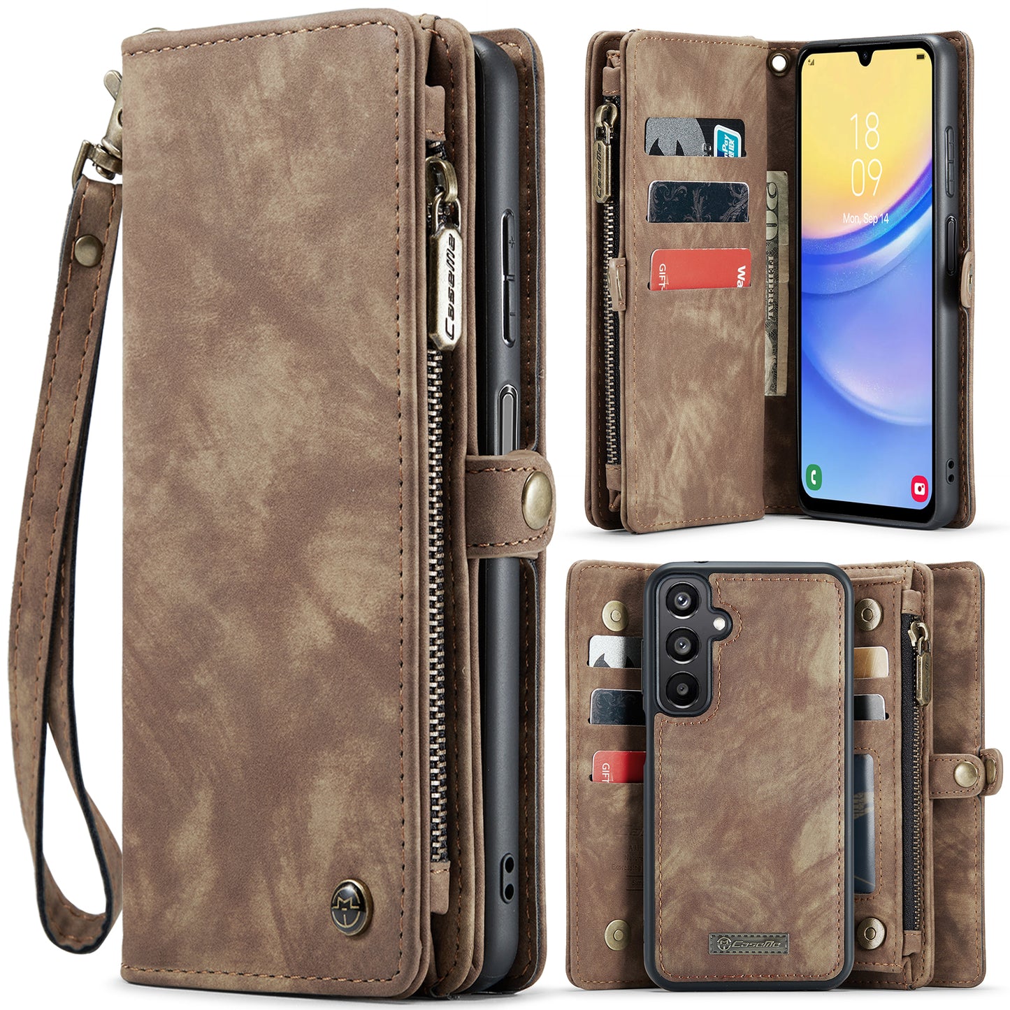 CASEME Vertical Card Holder Galaxy A05 Leather Case Lanyard