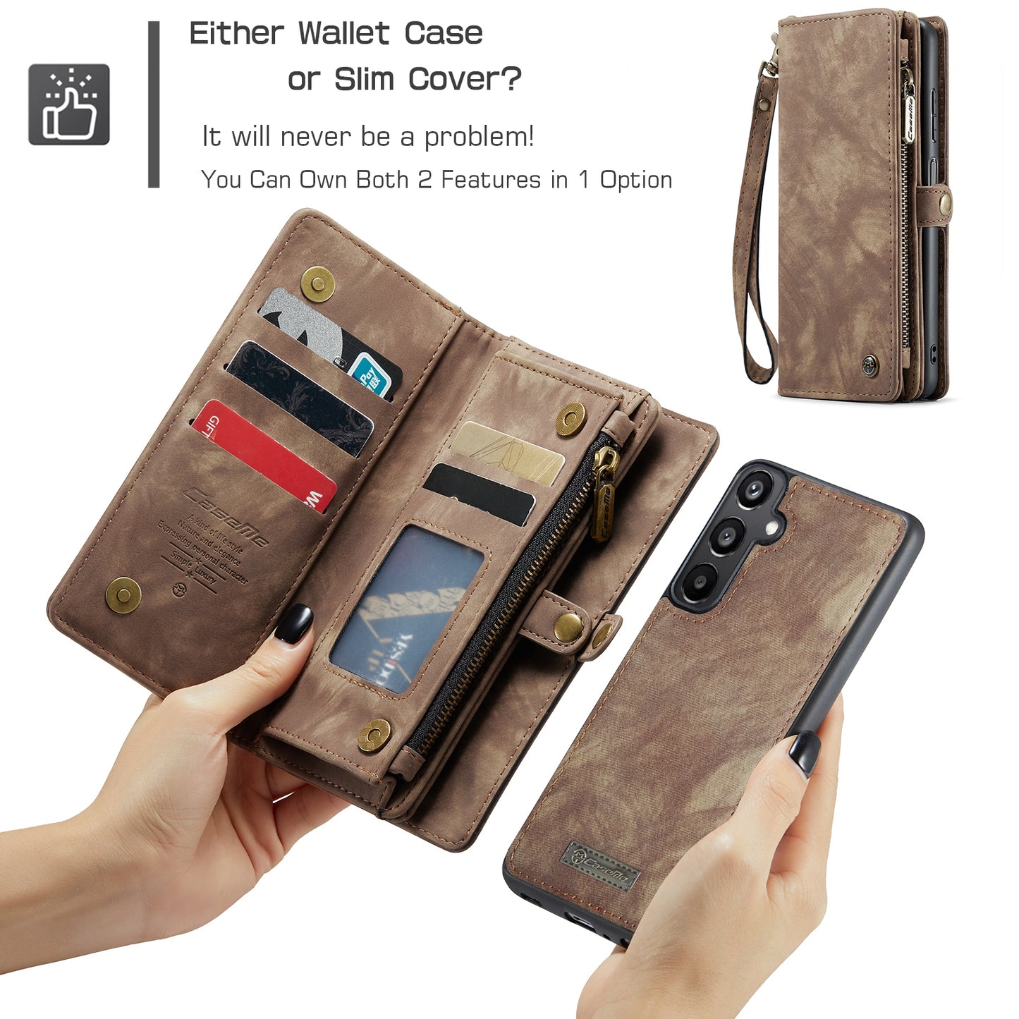 CASEME Vertical Card Holder Galaxy A05 Leather Case Lanyard