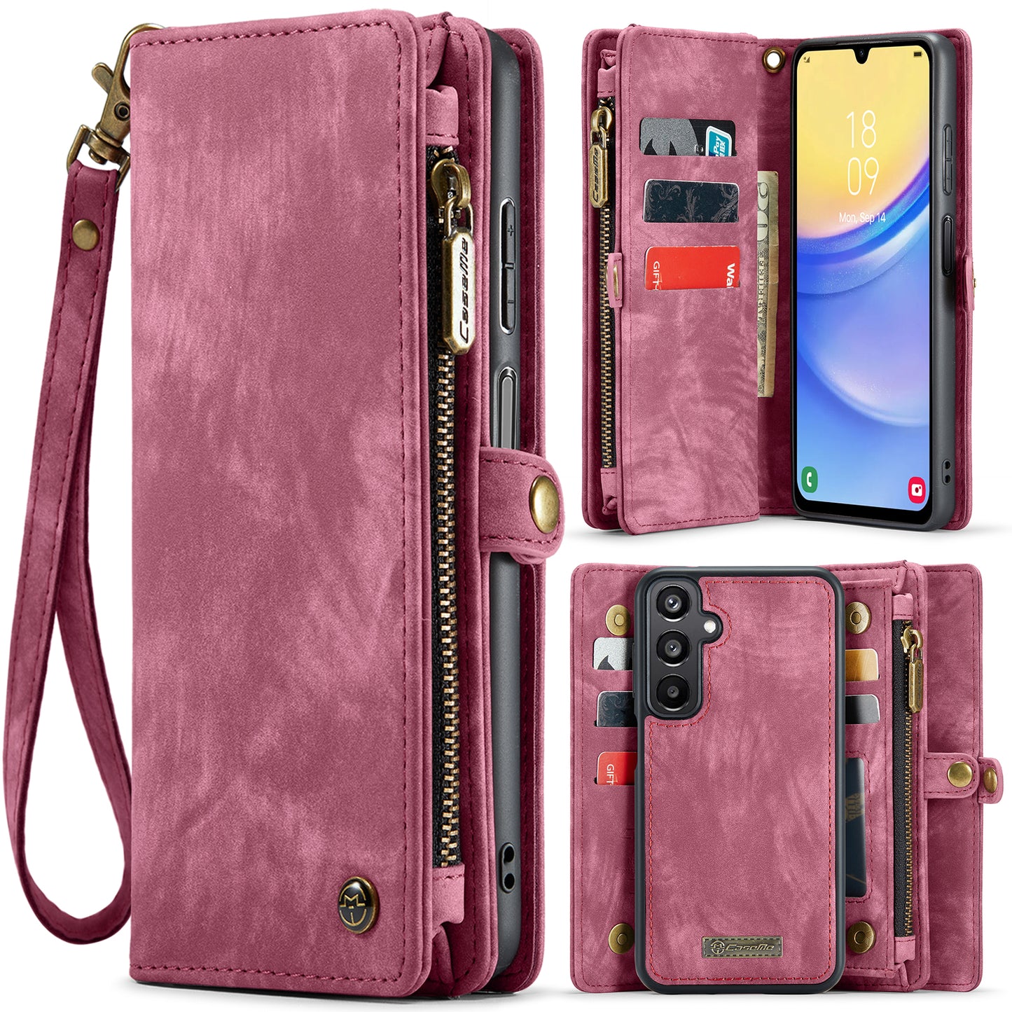 CASEME Vertical Card Holder Galaxy A05 Leather Case Lanyard