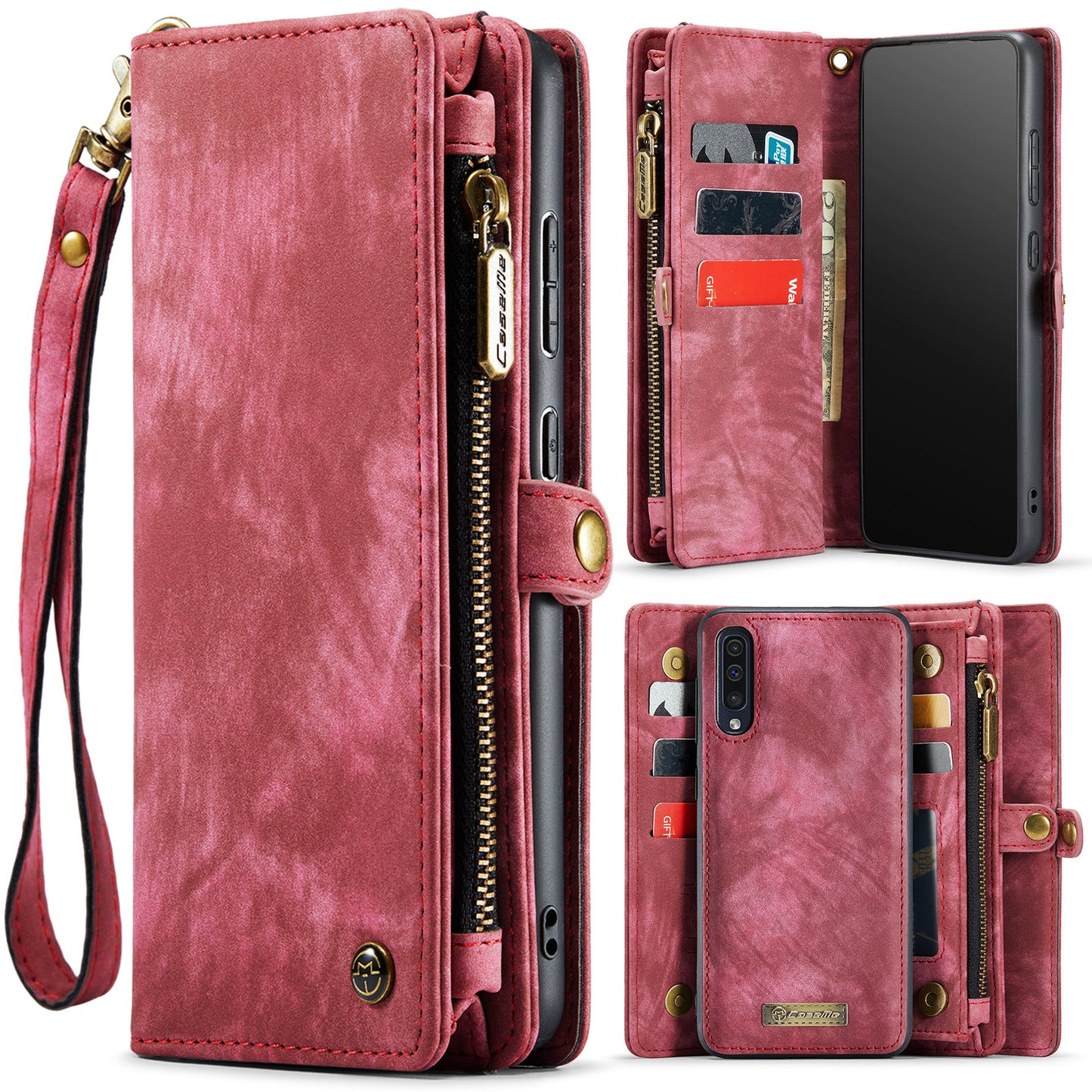 CASEME Vertical Card Holder Galaxy A30s Leather Case Lanyard