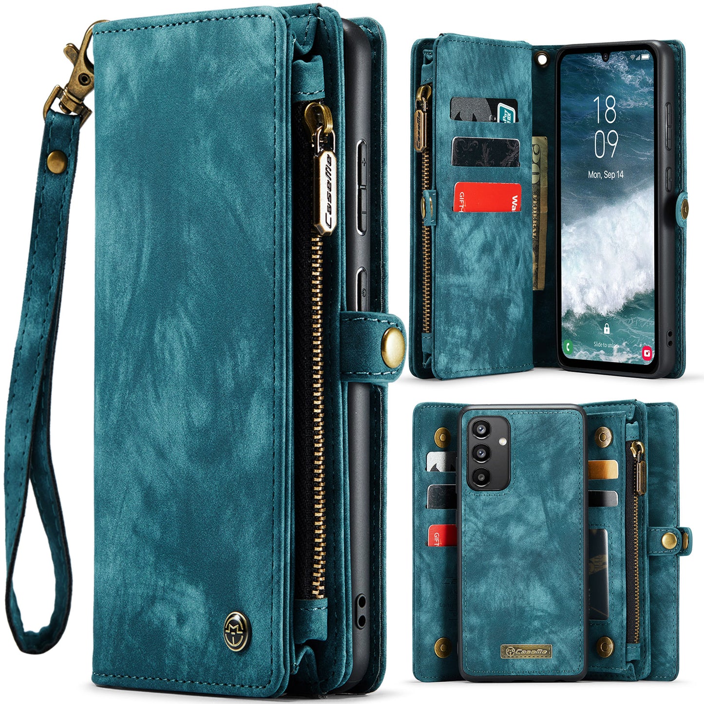 CASEME Vertical Card Holder Galaxy A34 Leather Case Lanyard