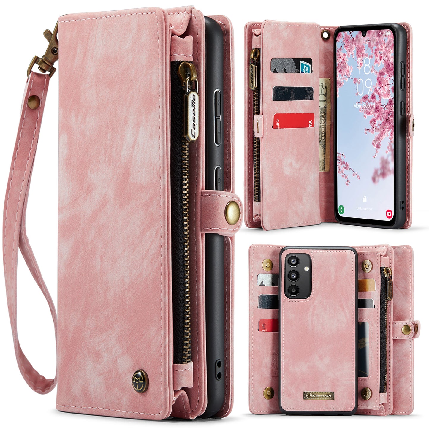 CASEME Vertical Card Holder Galaxy A34 Leather Case Lanyard