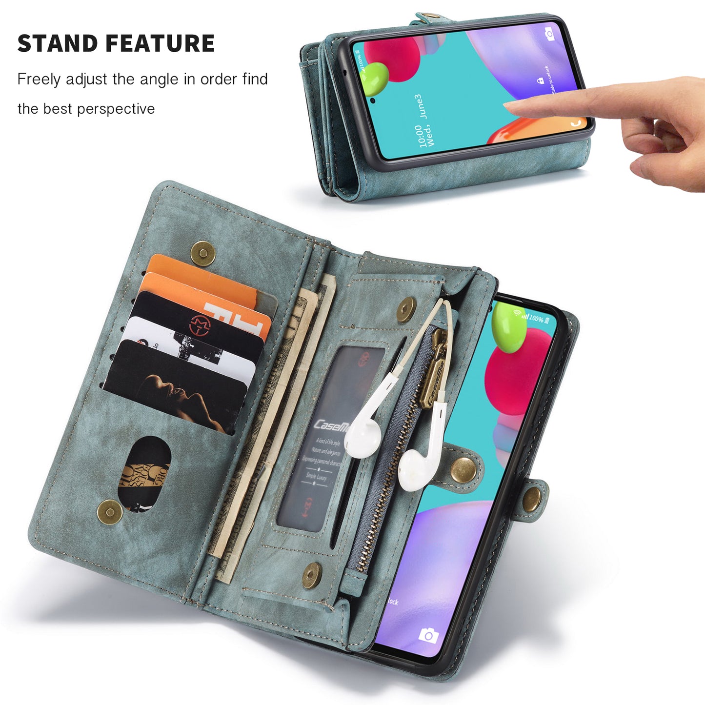 CASEME Vertical Card Holder Galaxy A52 Leather Case Lanyard