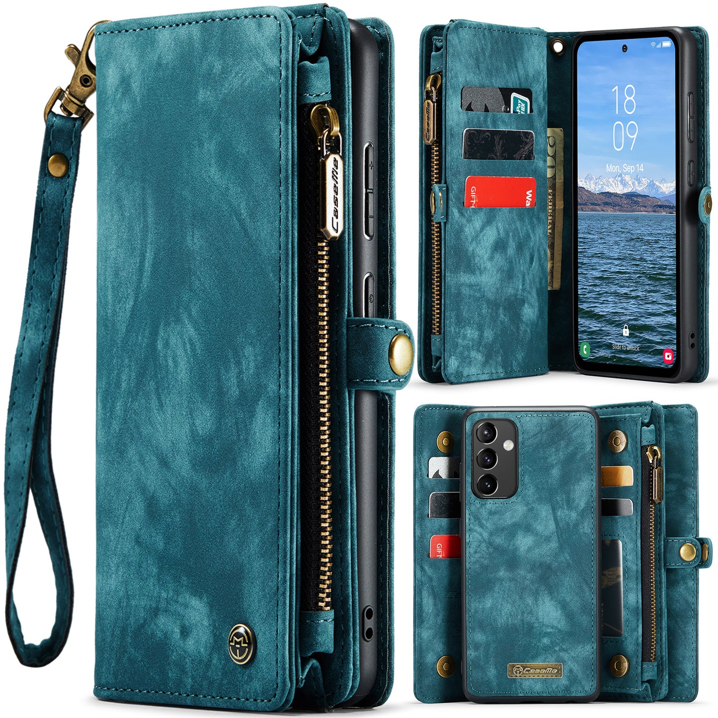 CASEME Vertical Card Holder Galaxy A54 Leather Case Lanyard