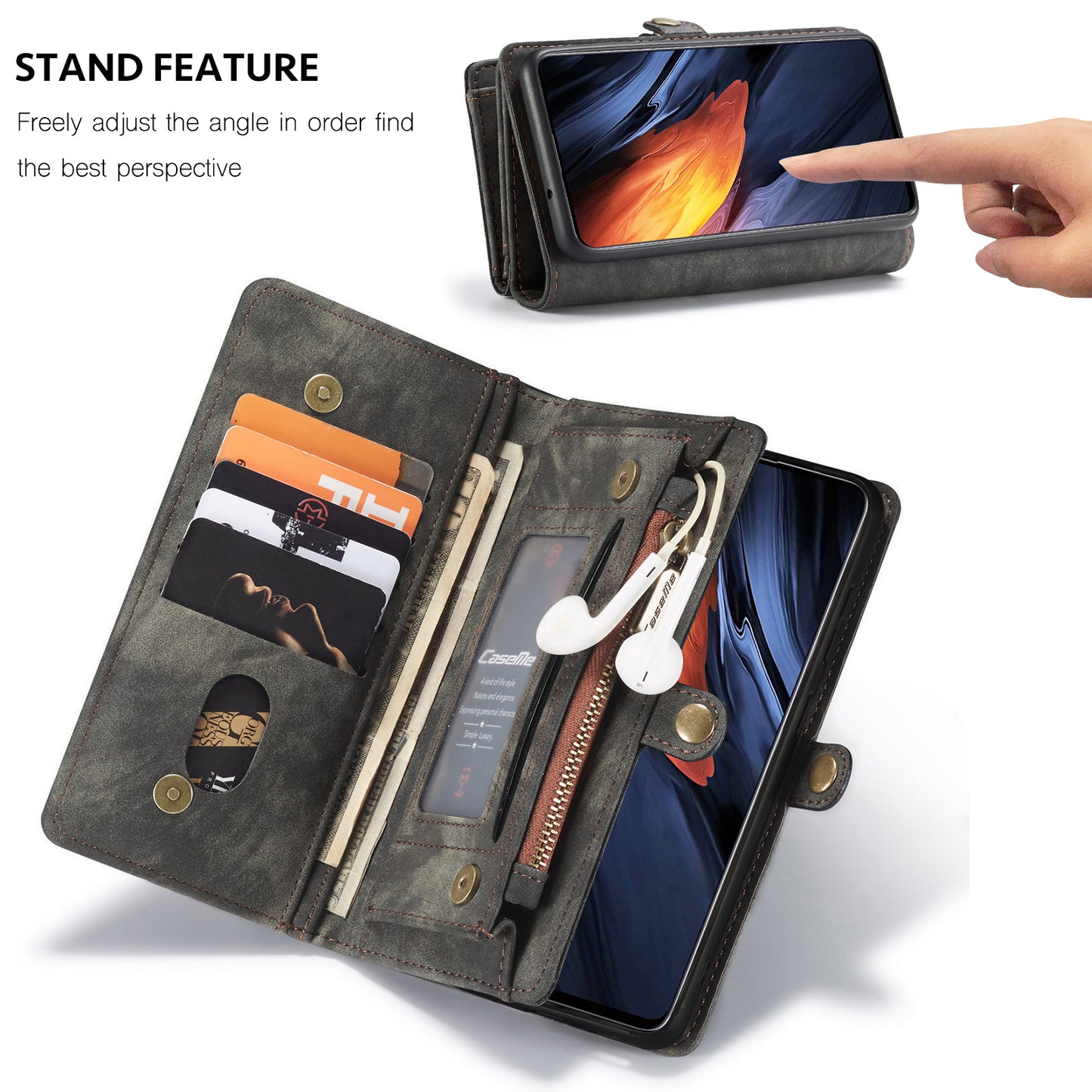 CASEME Vertical Card Holder Galaxy A71 Leather Case Lanyard