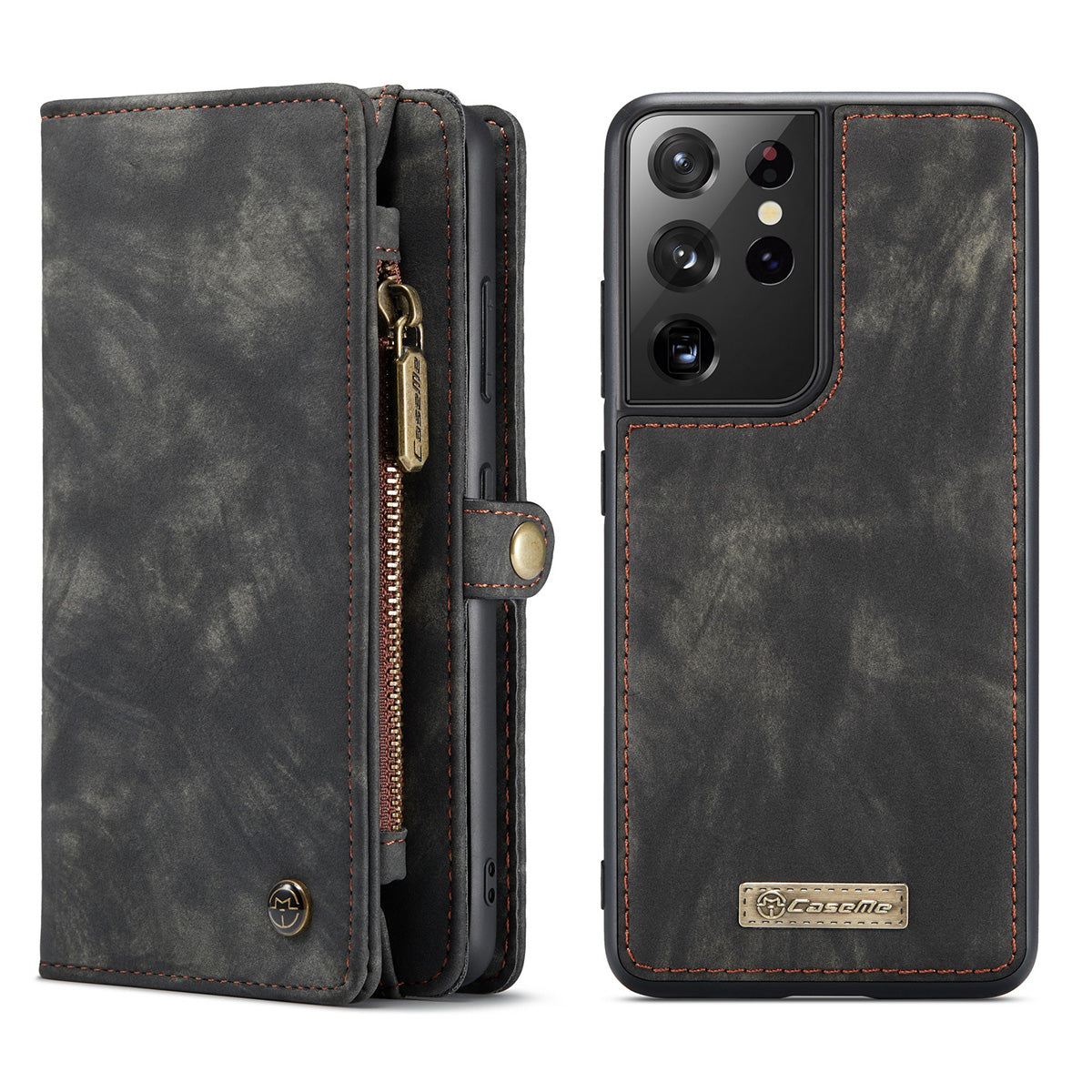 CASEME Vertical Card Holder Galaxy S21 Ultra Leather Case Lanyard