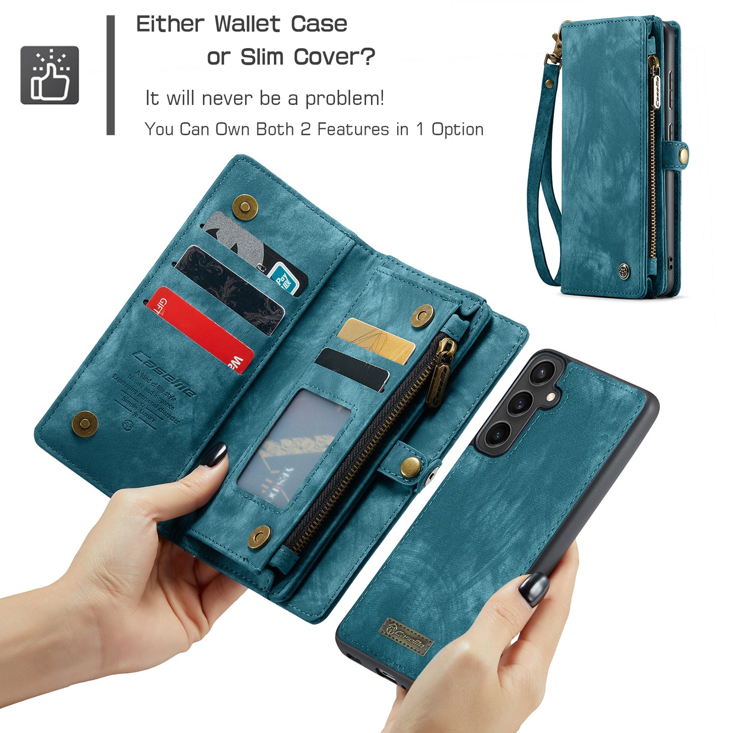 CASEME Vertical Card Holder Galaxy S23 FE Leather Case Lanyard