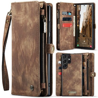 CASEME Vertical Card Holder Galaxy S23 Ultra Leather Case Lanyard