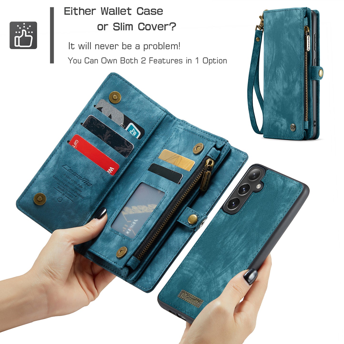 CASEME Vertical Card Holder Galaxy S24+ Leather Case Lanyard