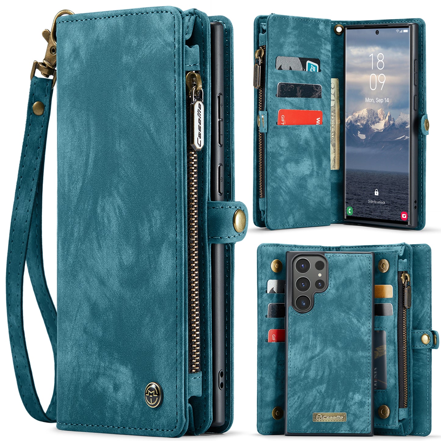 CASEME Vertical Card Holder Galaxy S24 Ultra Leather Case Lanyard