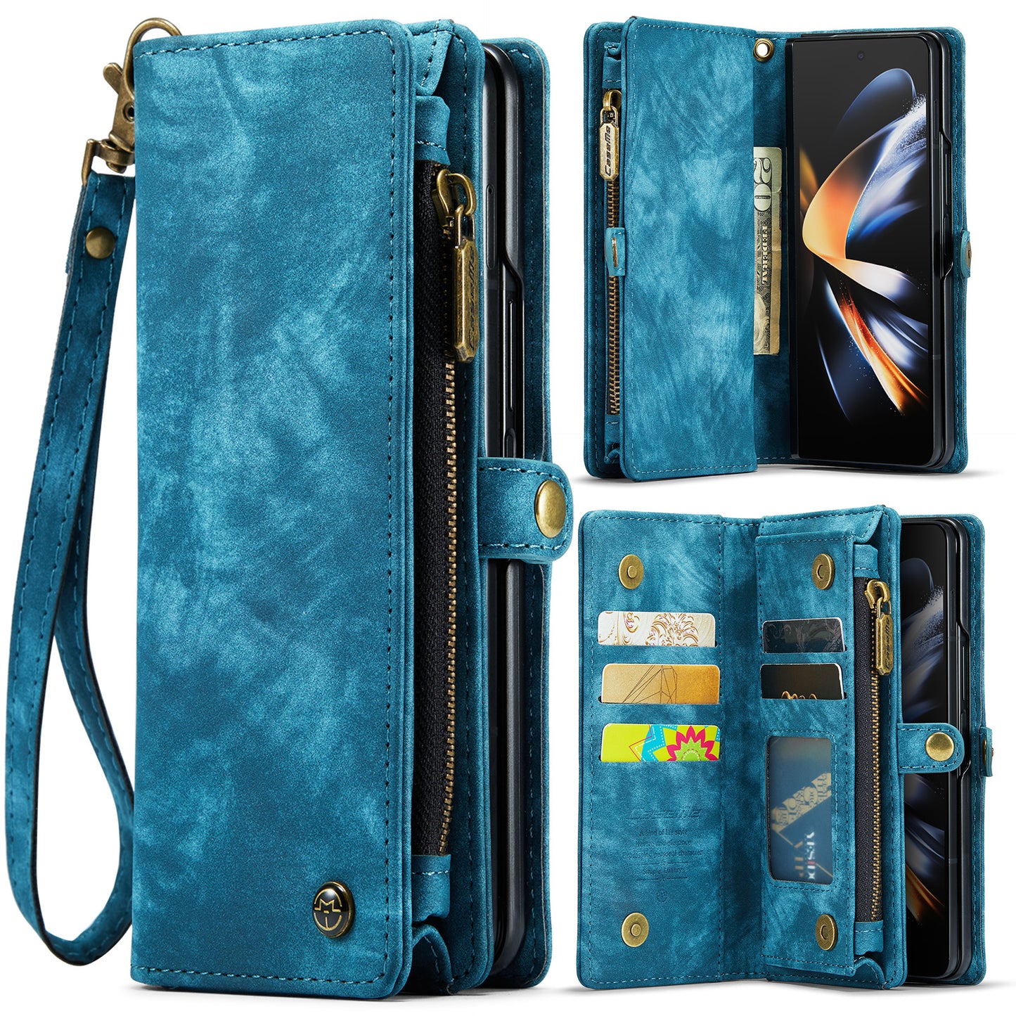 CASEME Vertical Card Holder Galaxy Z Fold4 Leather Case Lanyard