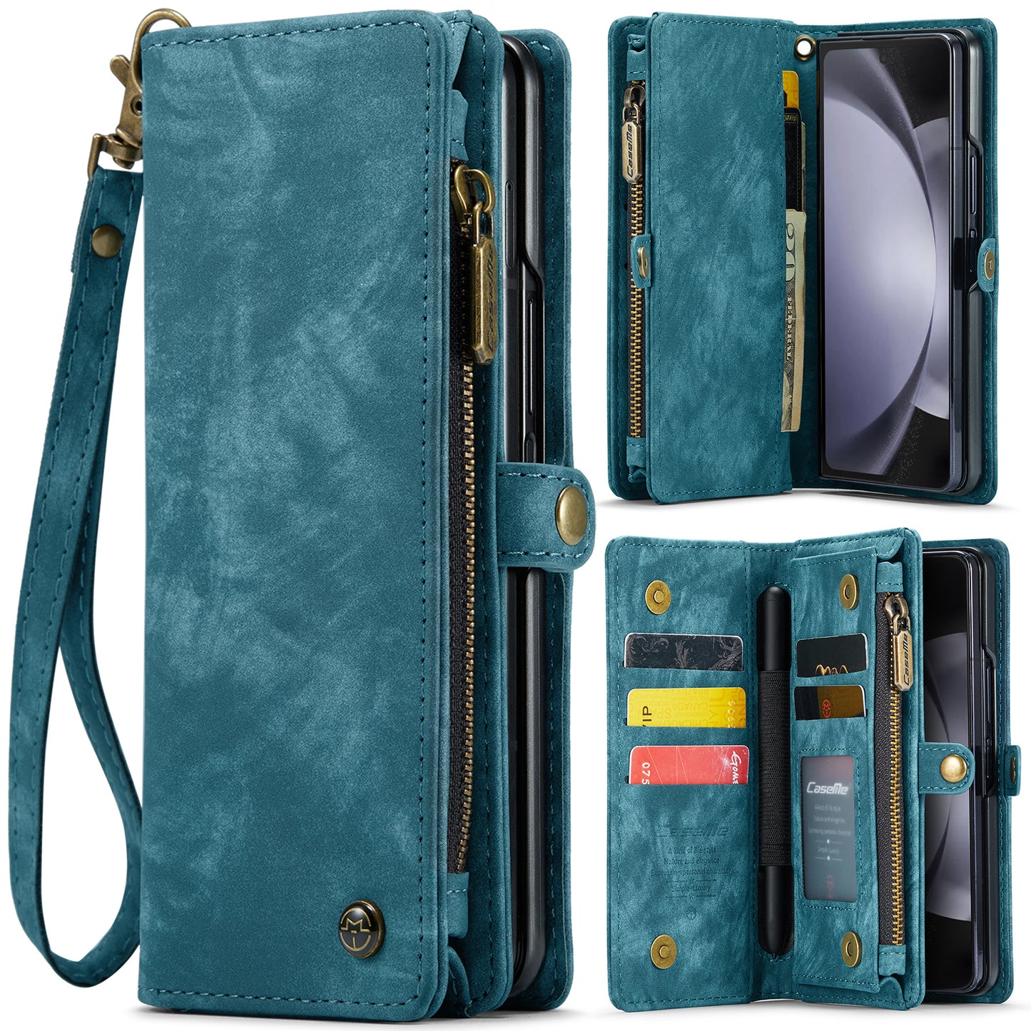 CASEME Vertical Card Holder Galaxy Z Fold5 Leather Case Lanyard