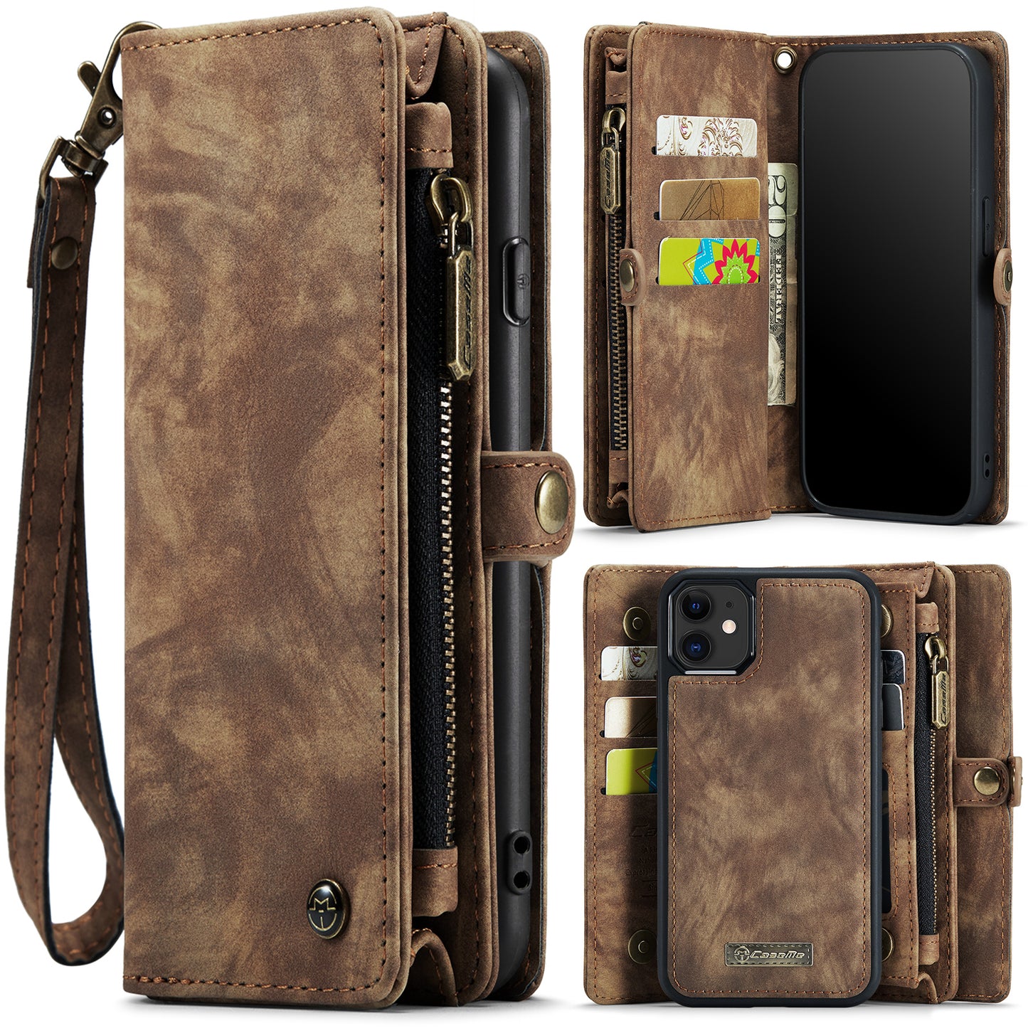 CASEME Vertical Card Holder iPhone 11 Leather Case Lanyard