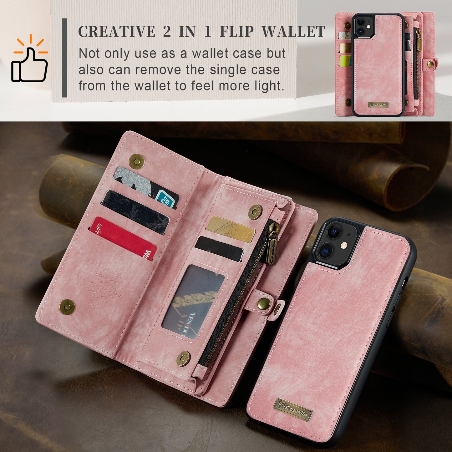 CASEME Vertical Card Holder iPhone 11 Leather Case Lanyard