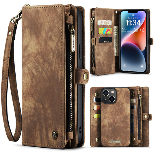 CASEME Vertical Card Holder iPhone 14 Leather Case Lanyard