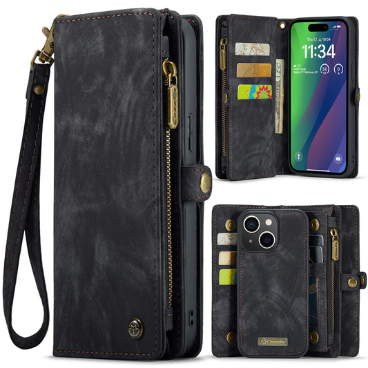 CASEME Vertical Card Holder iPhone 15 Plus Leather Case Lanyard