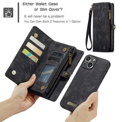 CASEME Vertical Card Holder iPhone 15 Plus Leather Case Lanyard