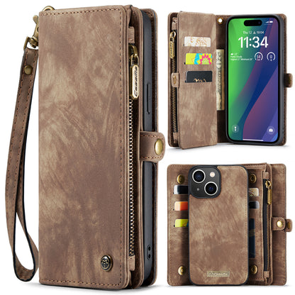 CASEME Vertical Card Holder iPhone 15 Plus Leather Case Lanyard