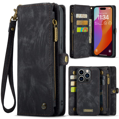 CASEME Vertical Card Holder iPhone 15 Pro Leather Case Lanyard