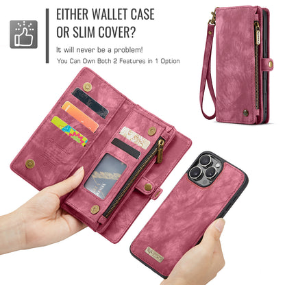 CASEME Vertical Card Holder iPhone 16 Pro Leather Case Lanyard