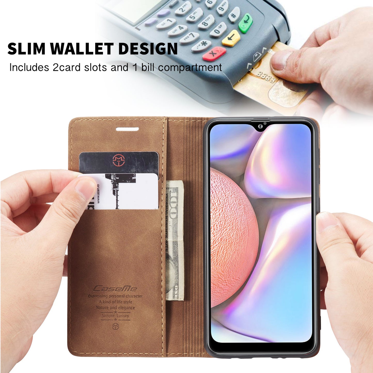 CASEME Luxury Antique Galaxy A10s Leather Case Wallet