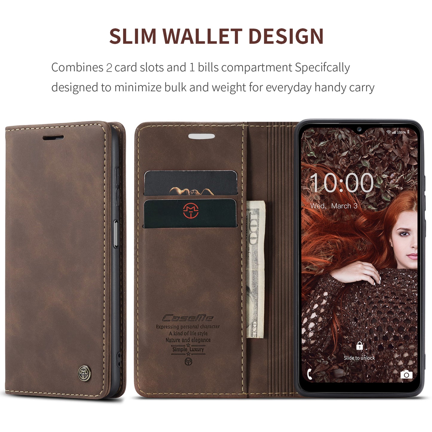 CASEME Luxury Antique Galaxy A12 Leather Case Wallet