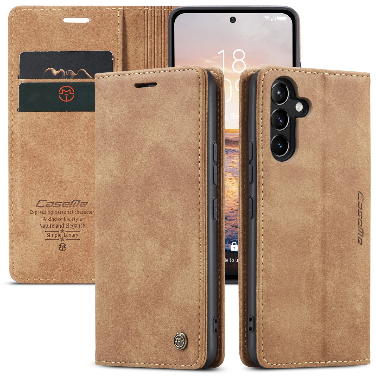 CASEME Luxury Antique Galaxy A54 Leather Case Wallet