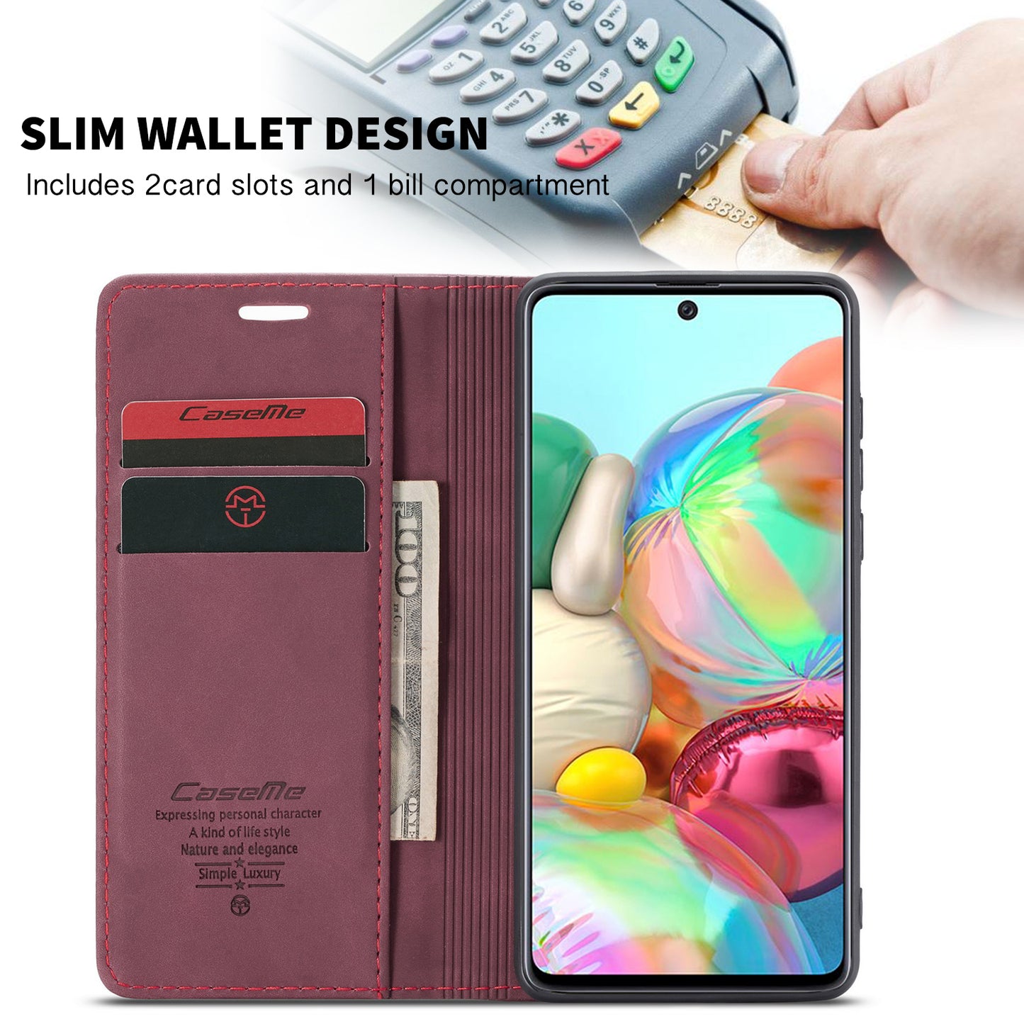 CASEME Luxury Antique Galaxy A71 Leather Case Wallet