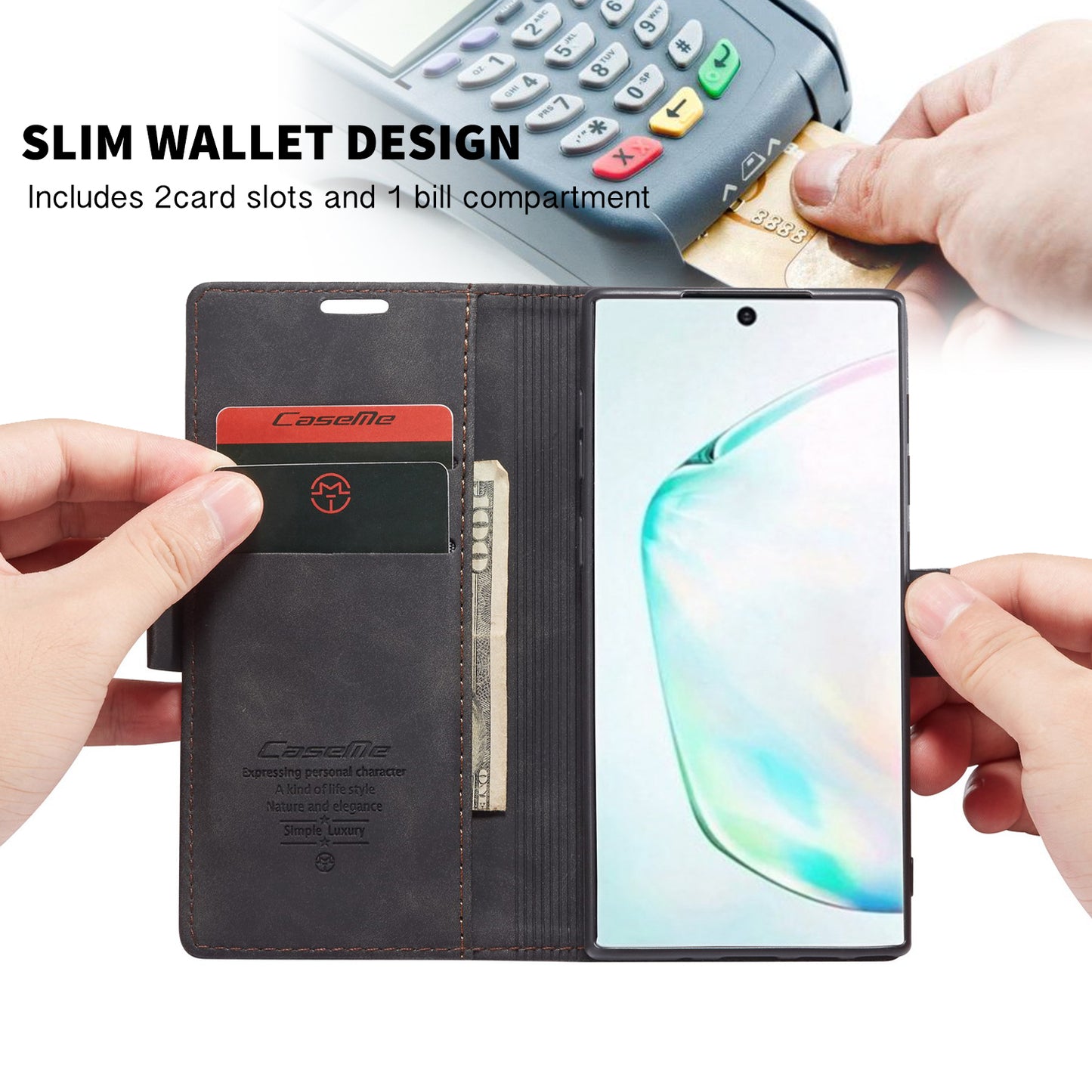 CASEME Luxury Antique Galaxy A81 Leather Case Wallet