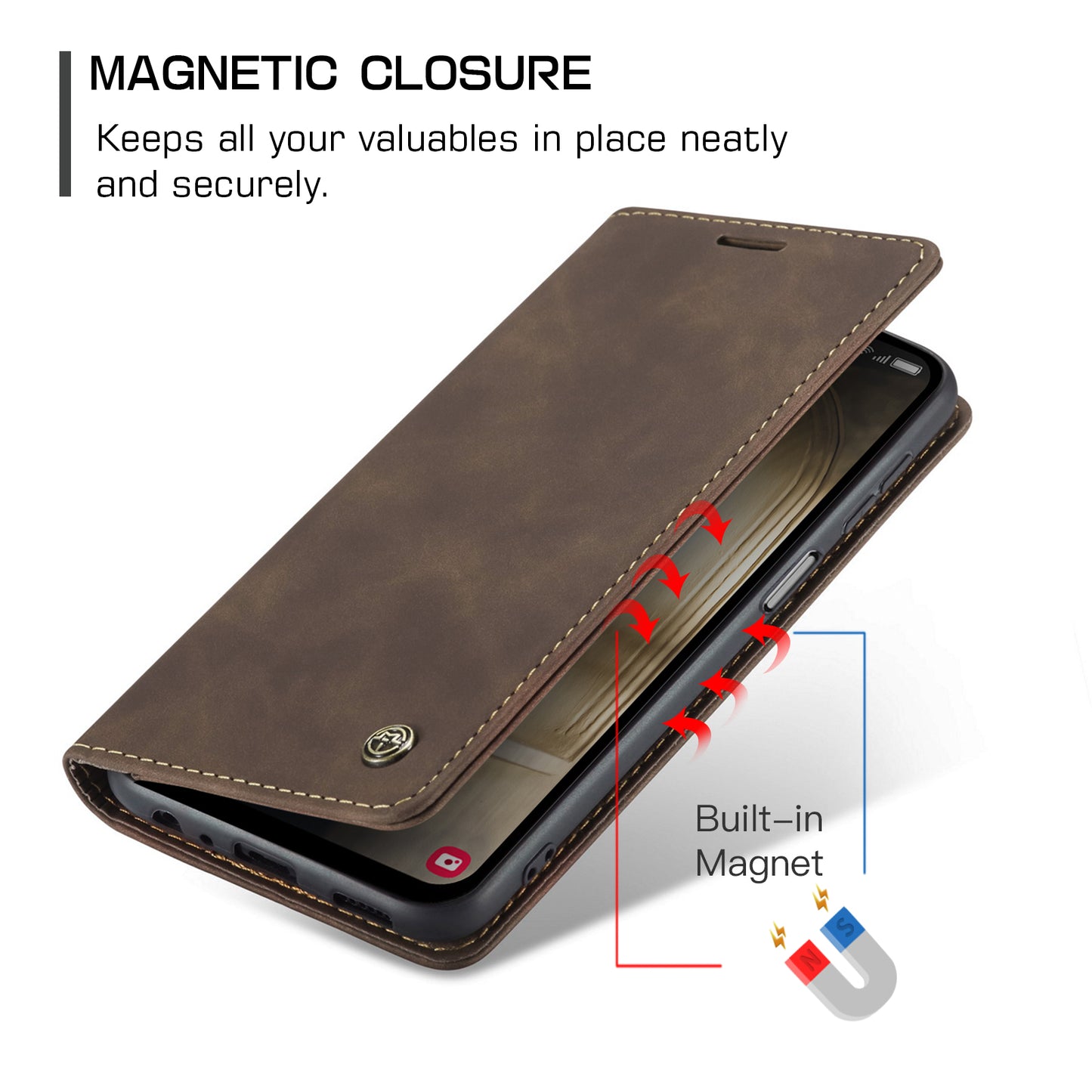 CASEME Luxury Antique Galaxy A15 Leather Case Wallet