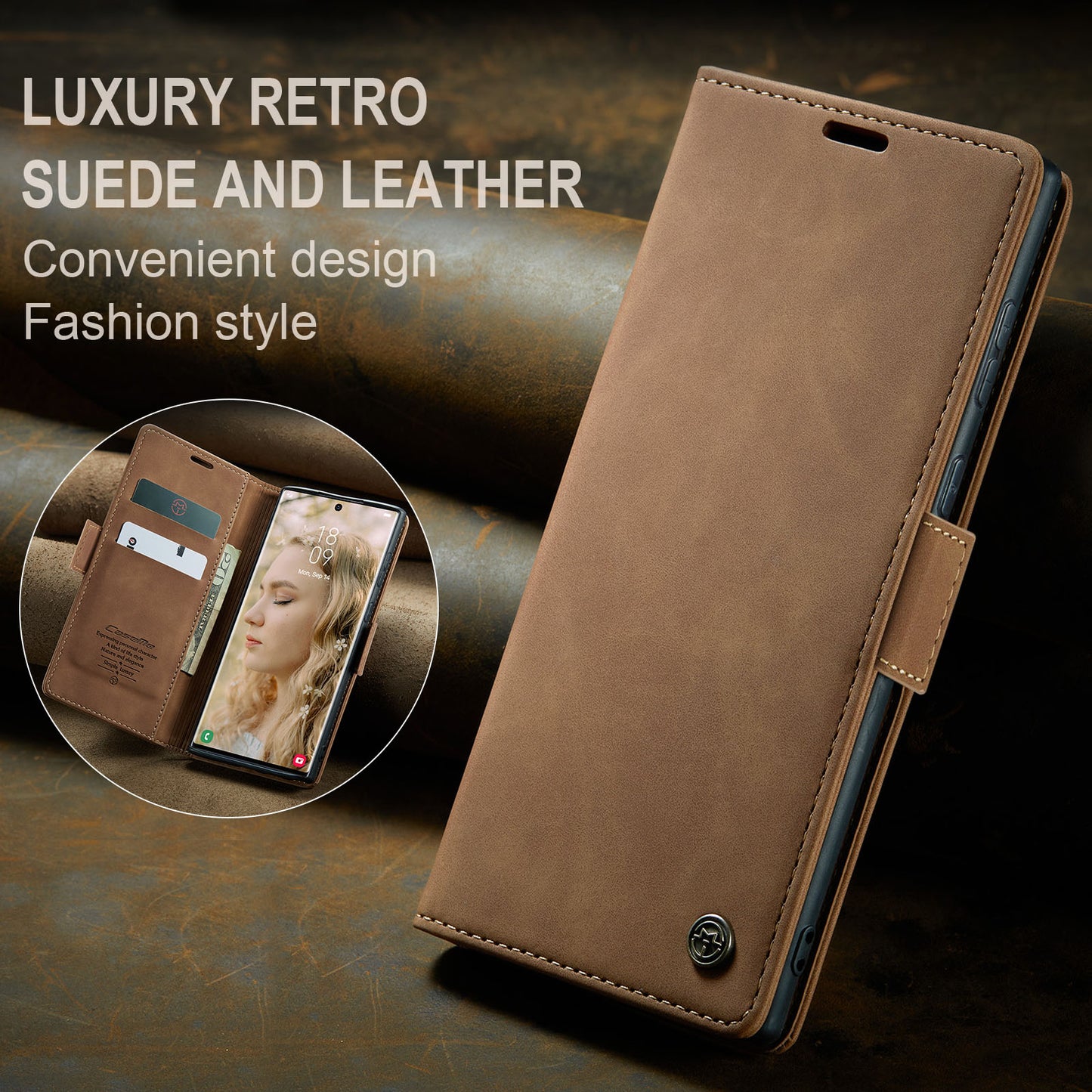 CASEME Luxury Antique Galaxy S23 Ultra Leather Case Wallet