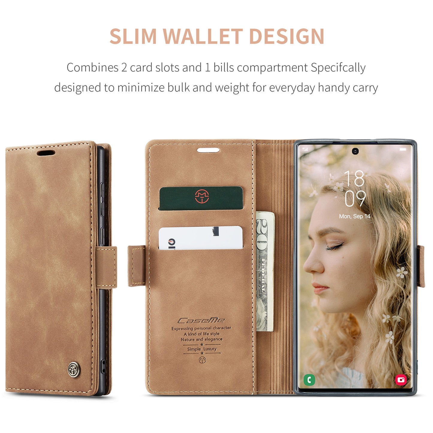 CASEME Luxury Antique Galaxy S23 Ultra Leather Case Wallet