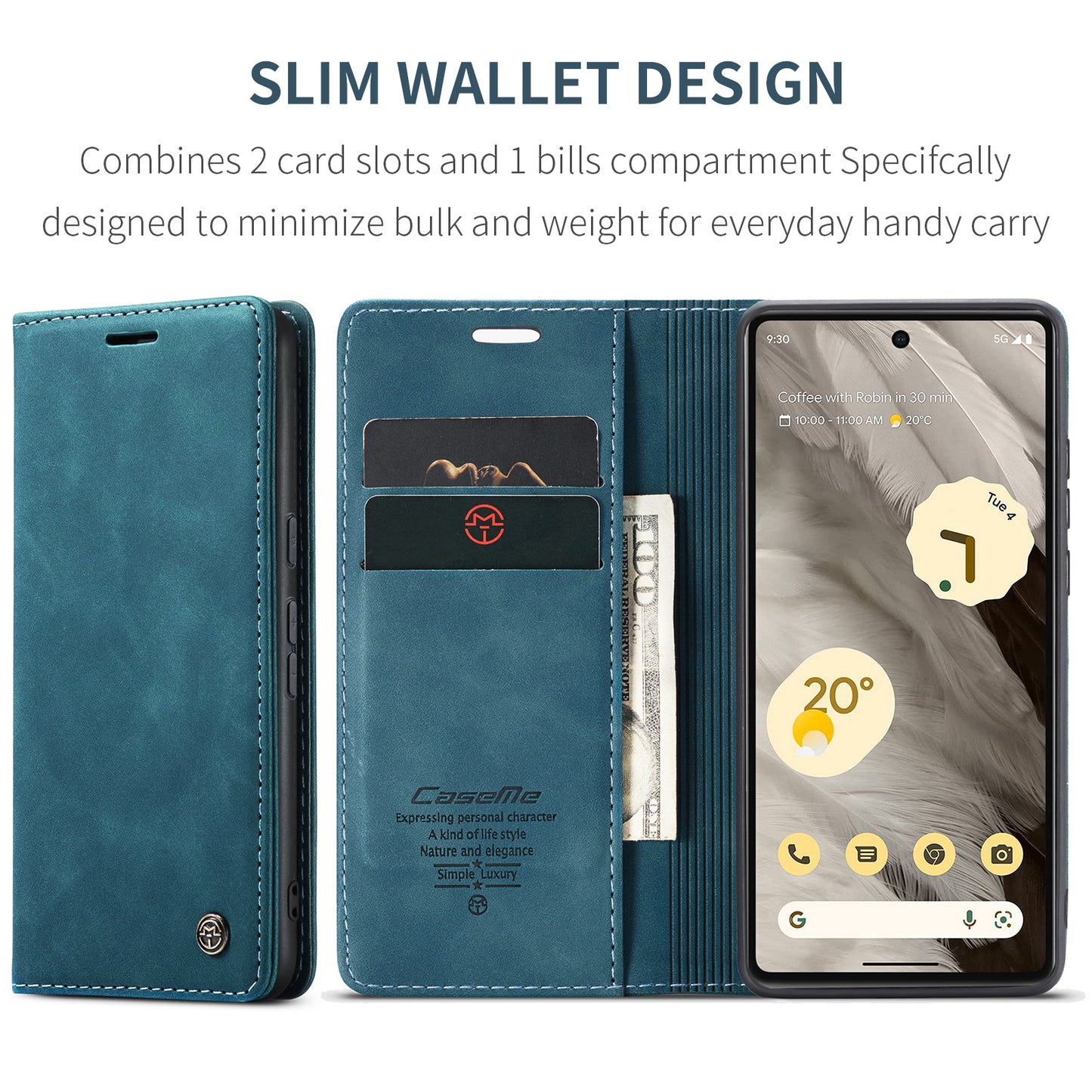 CASEME Luxury Antique Google Pixel 7A Leather Case Wallet