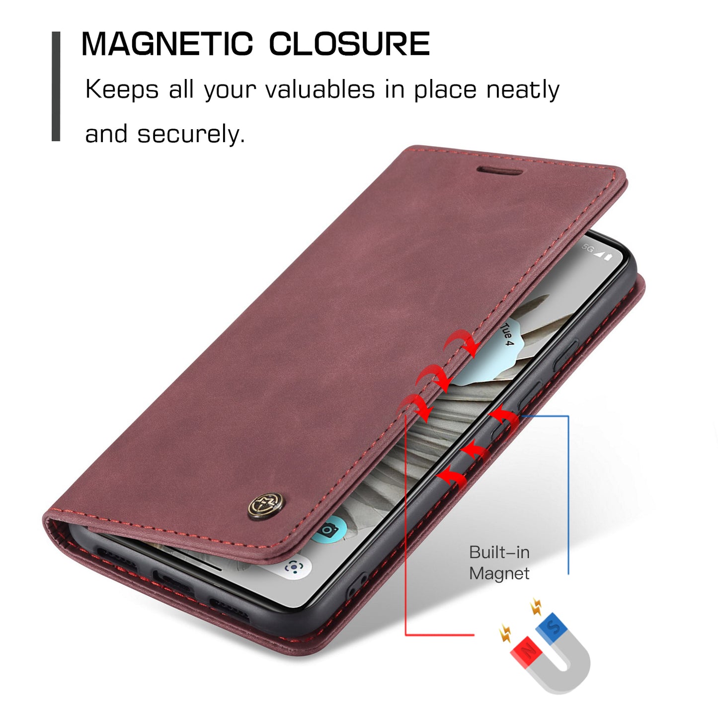 CASEME Luxury Antique Google Pixel 7 Pro Leather Case Wallet