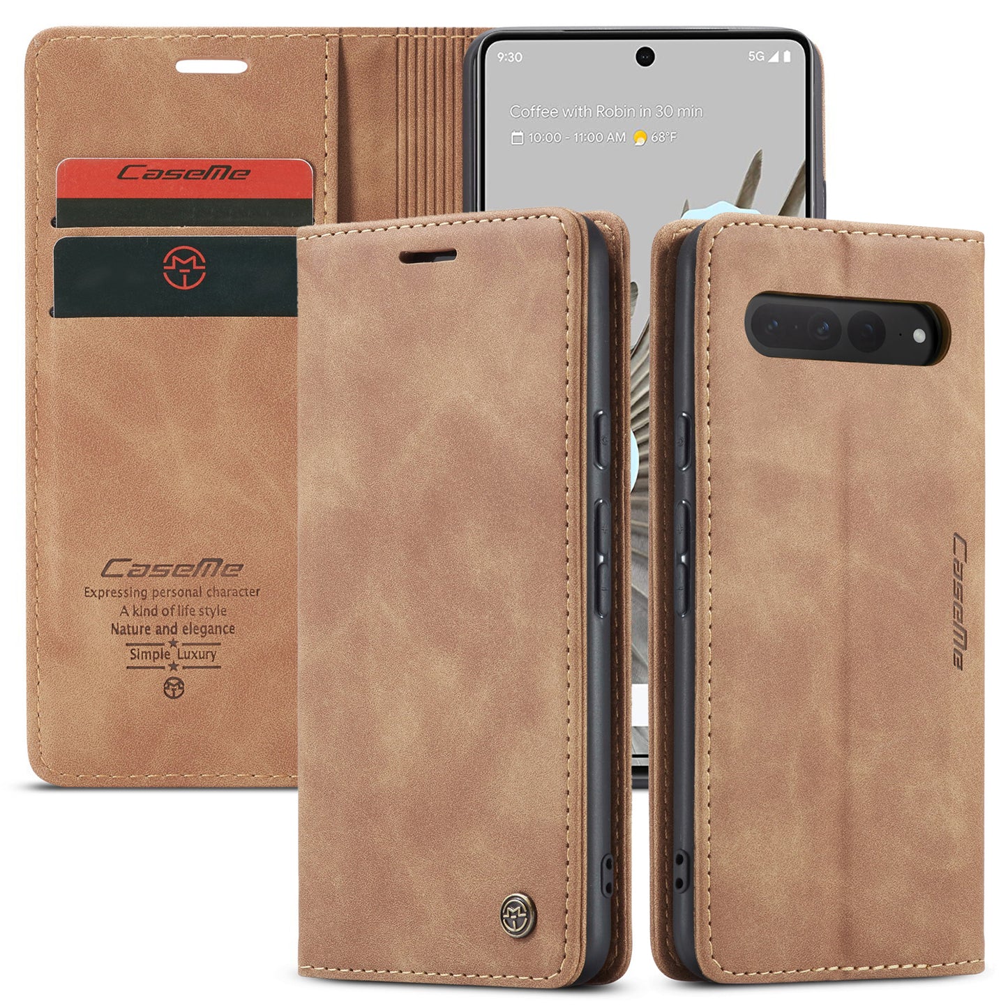 CASEME Luxury Antique Google Pixel 7 Pro Leather Case Wallet