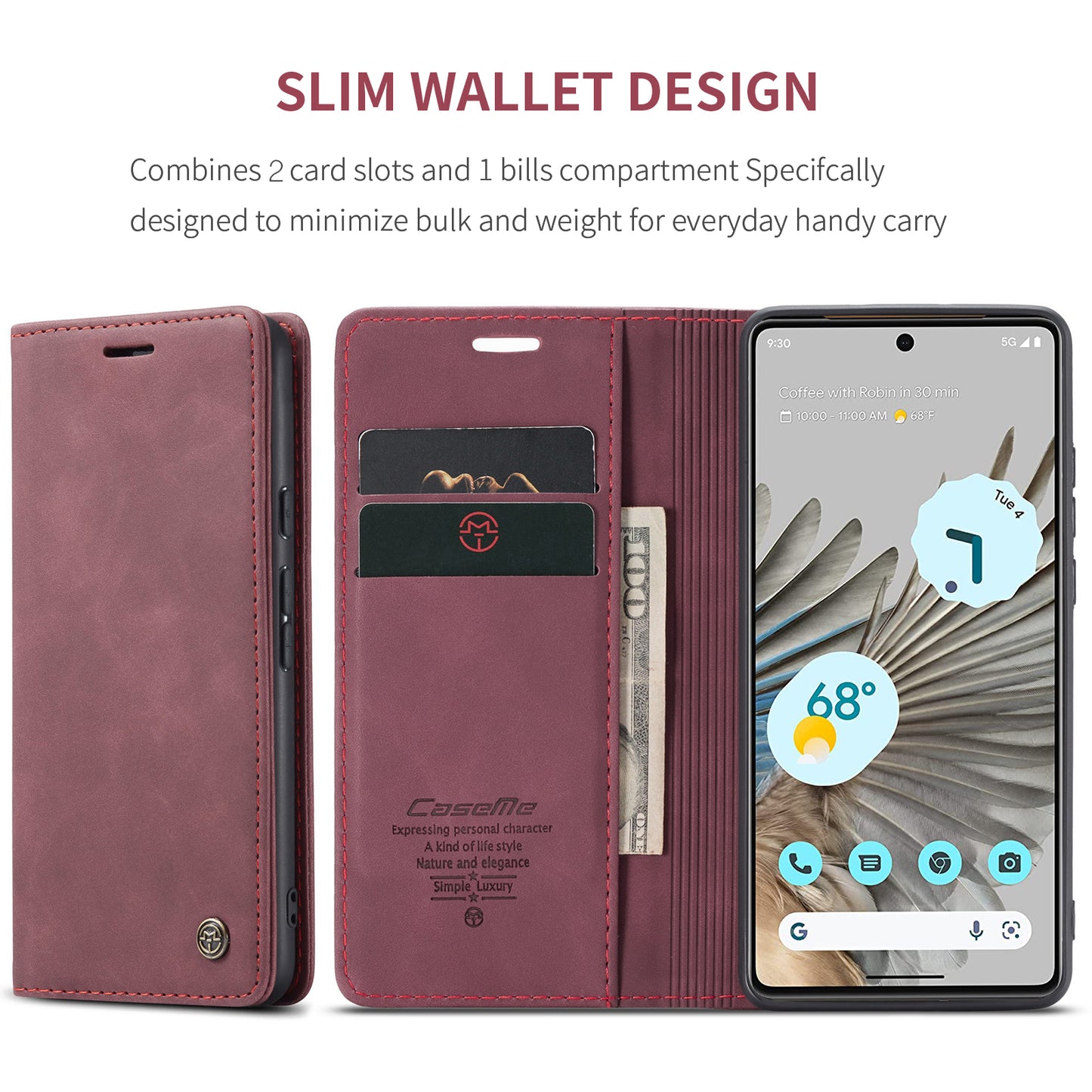 CASEME Luxury Antique Google Pixel 7 Pro Leather Case Wallet