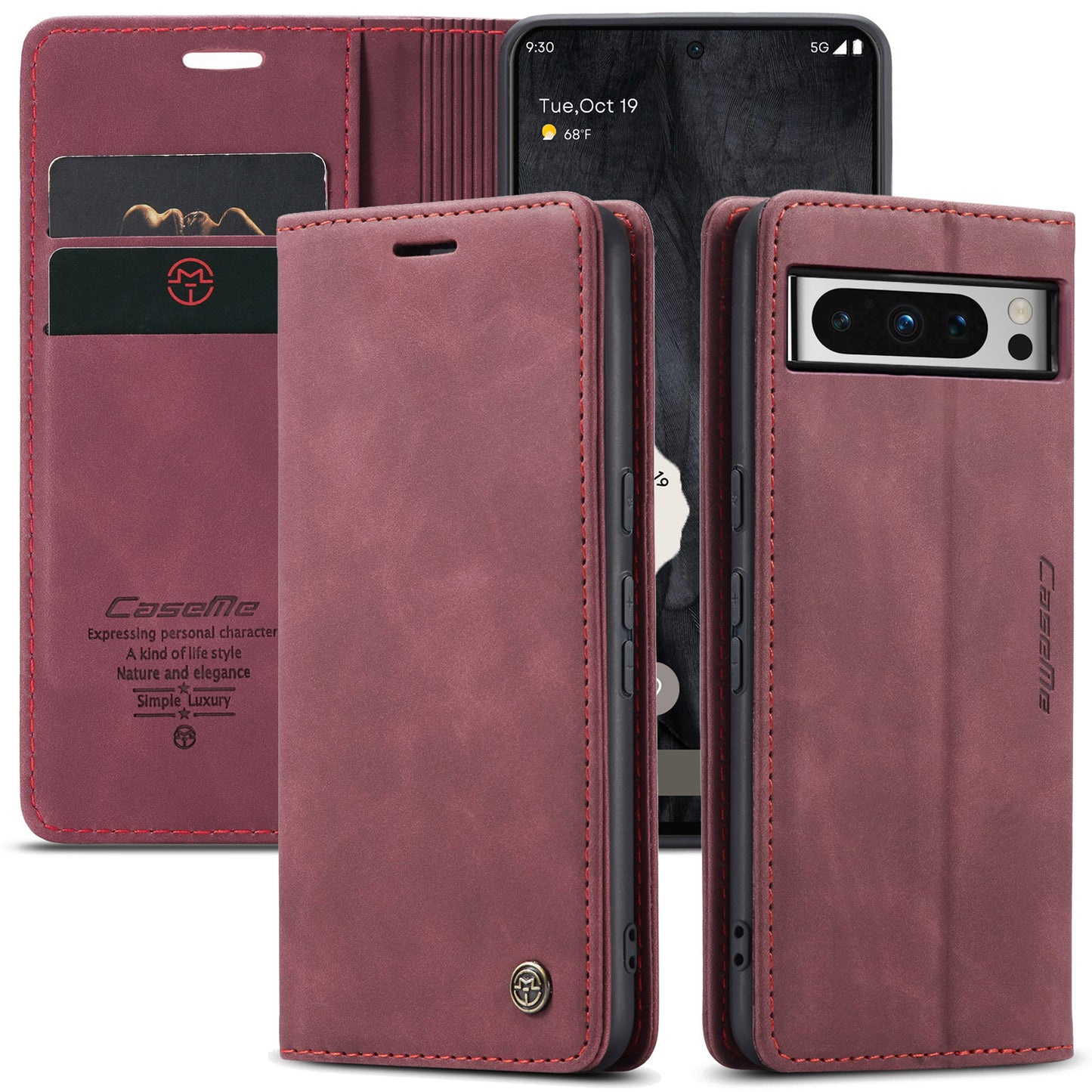 CASEME Luxury Antique Google Pixel 8 Pro Leather Case Wallet