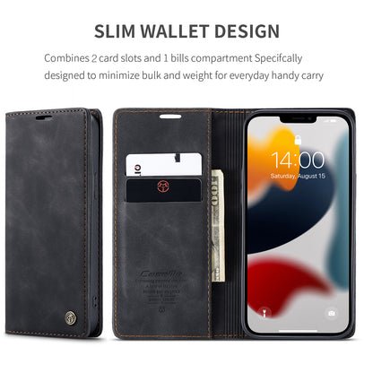 CASEME Luxury Antique iPhone 13 Pro Max Leather Case Wallet