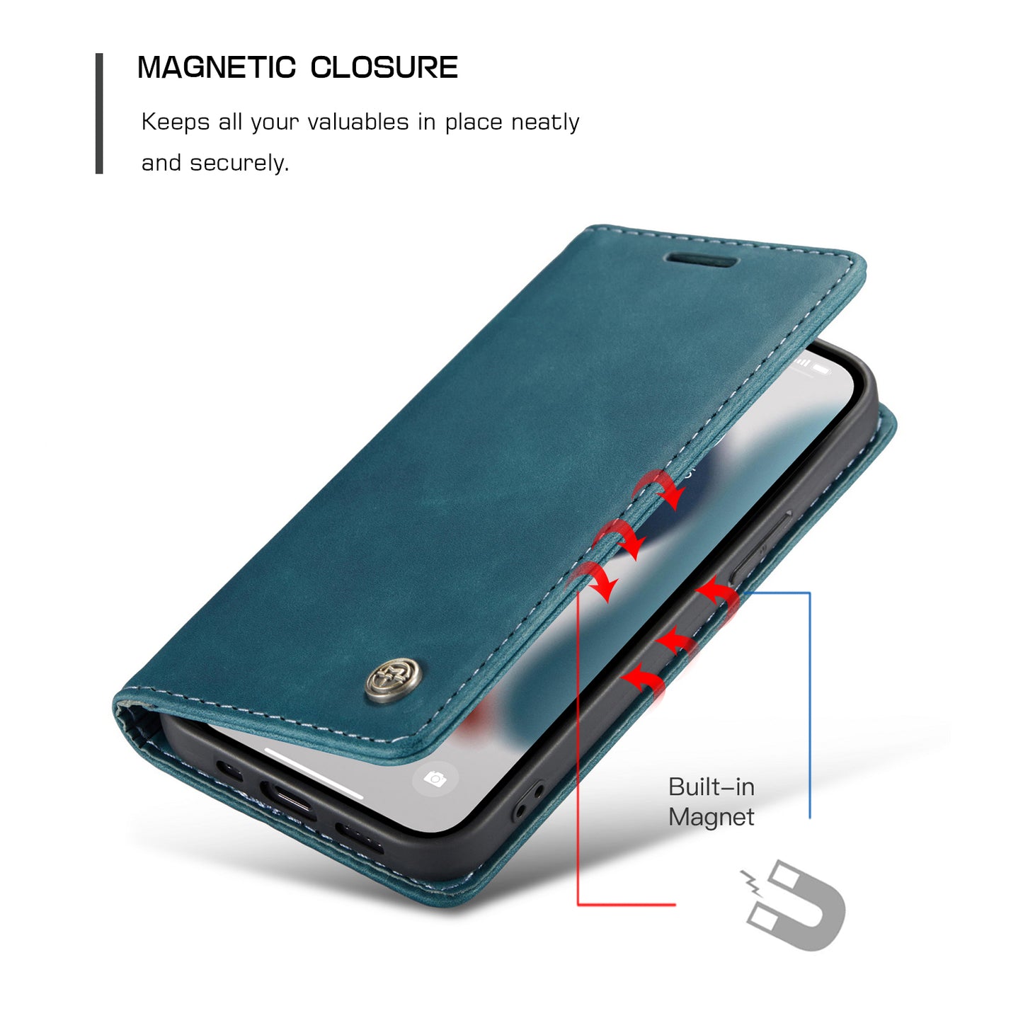 CASEME Luxury Antique iPhone 13 Leather Case Wallet