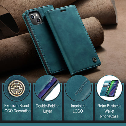 CASEME Luxury Antique iPhone 15 Plus Leather Case Wallet