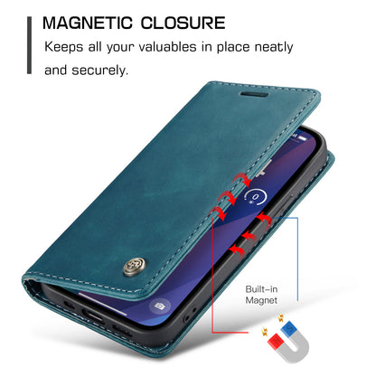 CASEME Luxury Antique iPhone 15 Plus Leather Case Wallet