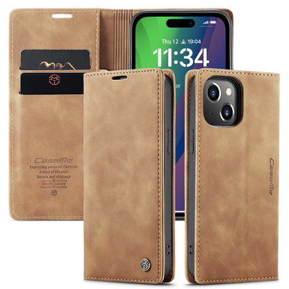 CASEME Luxury Antique iPhone 15 Plus Leather Case Wallet