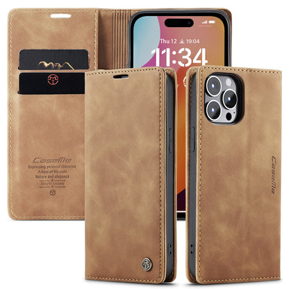 CASEME Luxury Antique iPhone 15 Pro Max Leather Case Wallet